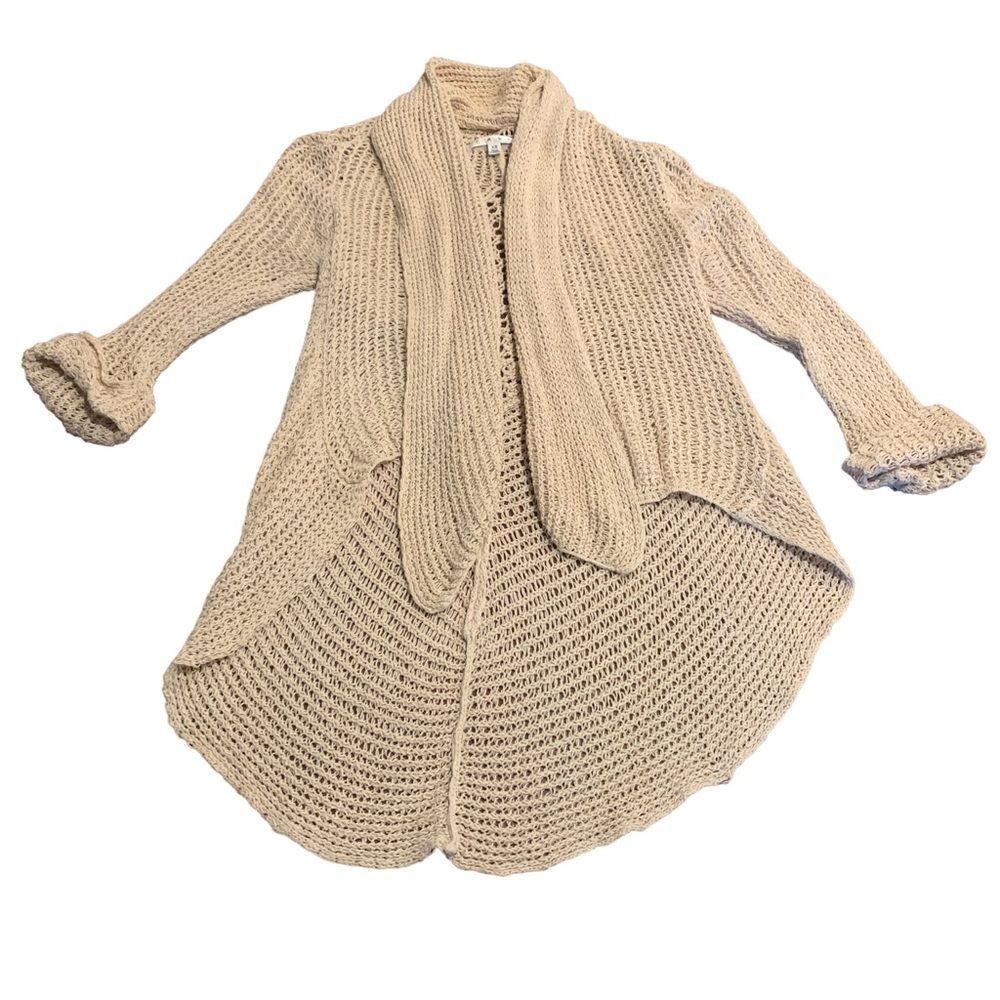 Cabi Teachers Pet Open Front Linen Blend Cardigan Sweater Xs